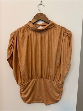 Maeve Shimmery Copper Dolman-Sleeve Blouse